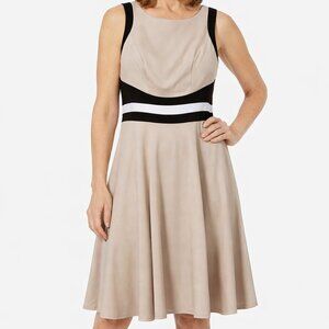 XOXO Dress Sleeveless Tan Dark Cream 5/6 Sleeveless -Swing Skirt